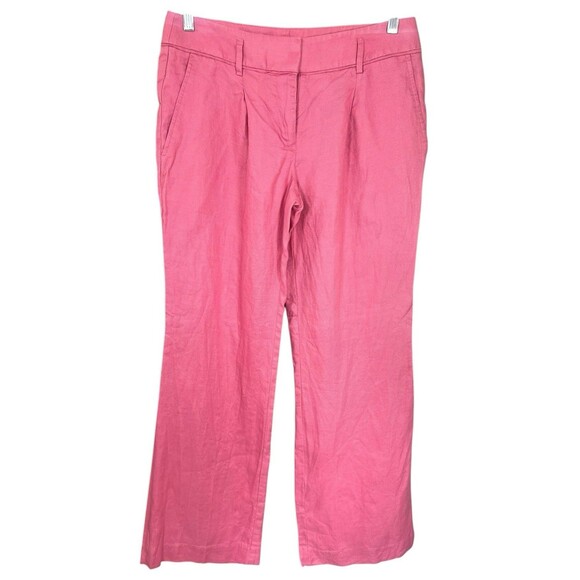 Loft Marisa Pants Womens 4 Pink Linen Lined Trouser Wide Leg Party Classic EUC - Picture 1 of 11